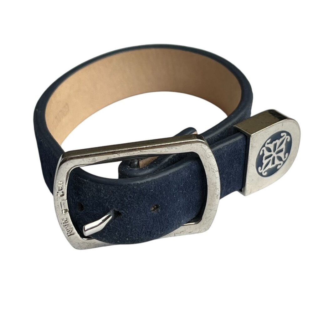 Rustic Cuff Navy Blue Silver Buckle Suede